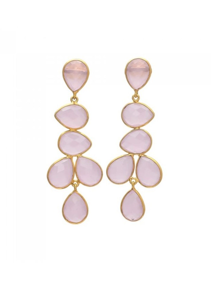 Party earrings with pink hydrothermal stones perfect for summer.