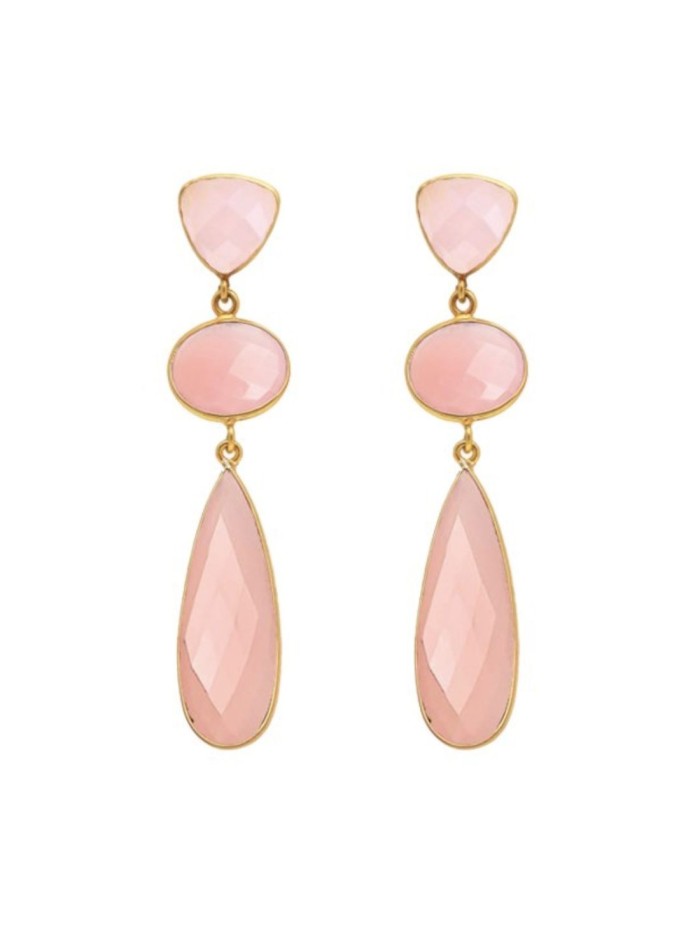 Pendientes de fiesta con piedras de calcedonia rosa perfectos para esta temporada primavera verano.