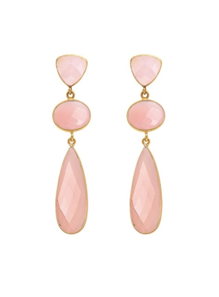 Pink chalcedony stones party earrings perfect for this spring summer season.