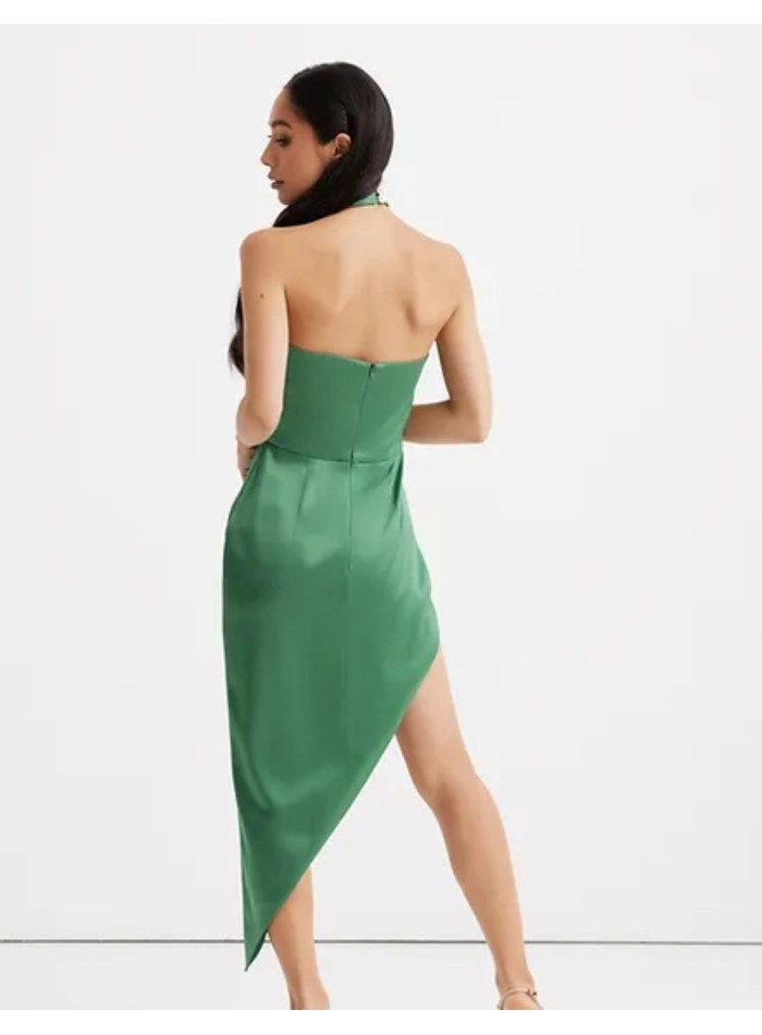 Vestido de fiesta asimétrico escote halter