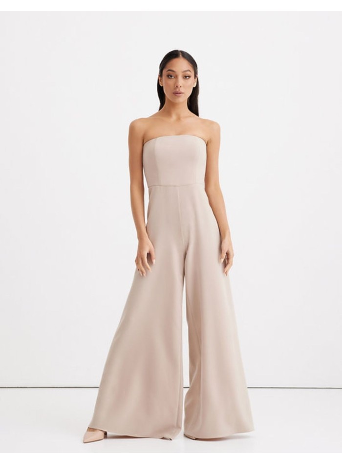 Long party jumpsuit with strapless neckline
