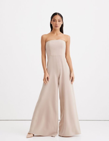 Long party jumpsuit with strapless neckline