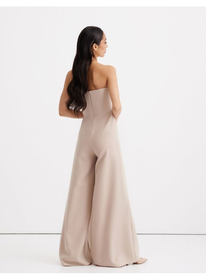 Long party jumpsuit with strapless neckline