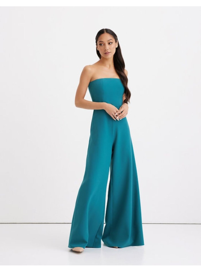 Long party jumpsuit with strapless neckline