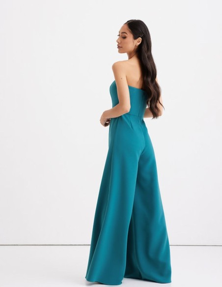 Long party jumpsuit with strapless neckline