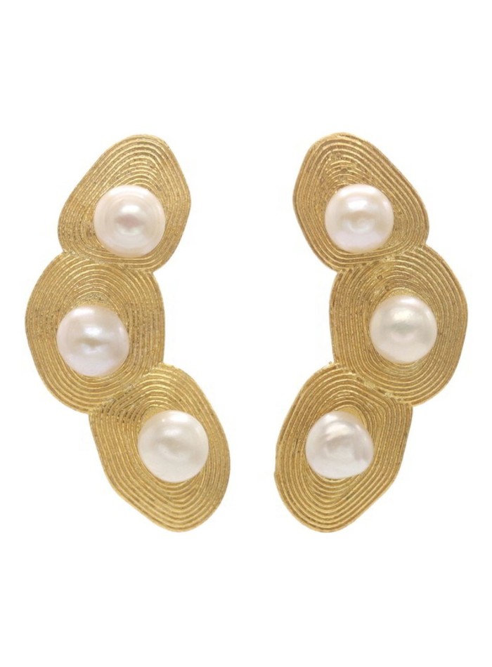 XL gold plated party earrings with pearls