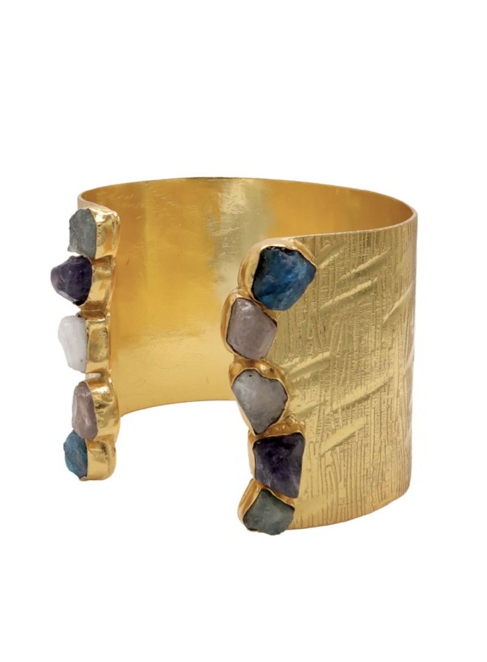 Gold plated party bracelet with natural stones
