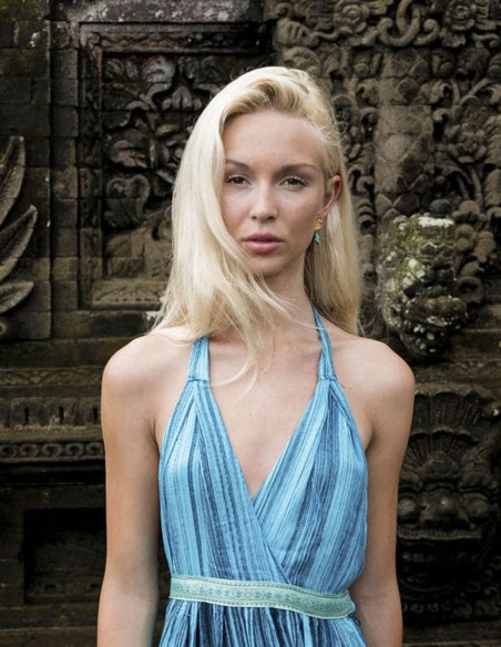 Pendientes de fiesta dorados con piedra turquesa