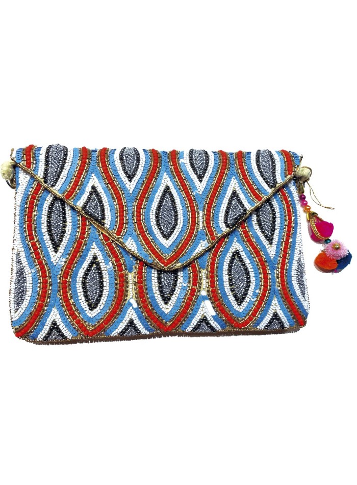 Evening clutch with hand-embroidered rhinestones