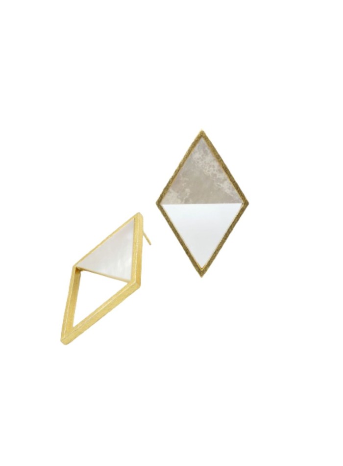 Mother of pearl stone gold plated party earrings
