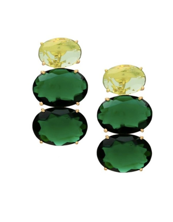 Pendientes de fiesta con piedras naturales en forma ovalada en color verde esmeralda, perfectos para eventos.