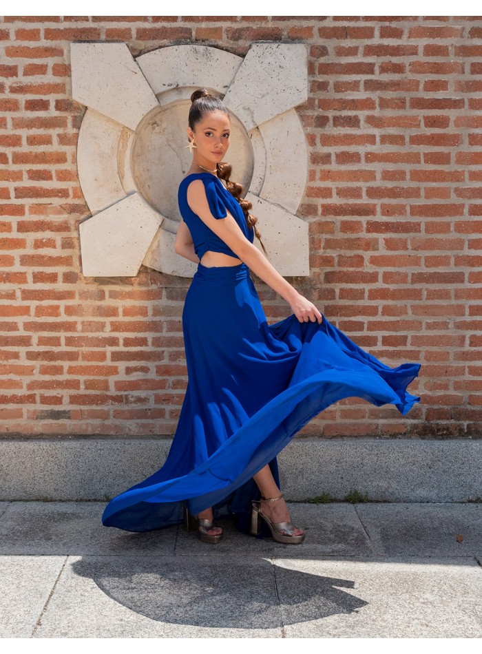 Robe longue de fête avec découpe latérale et...