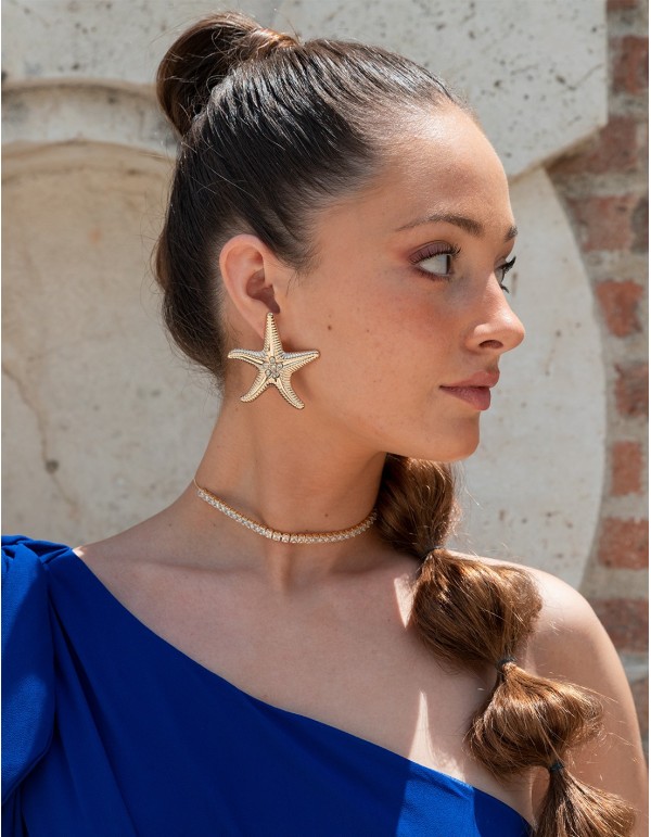 Pendientes de fiesta con forma estrella de mar