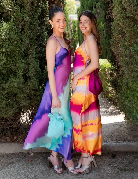 Sac de fête lisse avec chaîne courte tressée et dorée