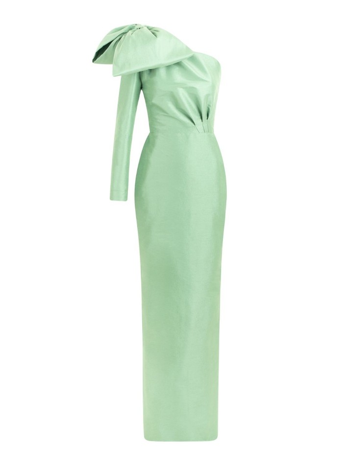 Robe longue de fête à encolure asymétrique et...