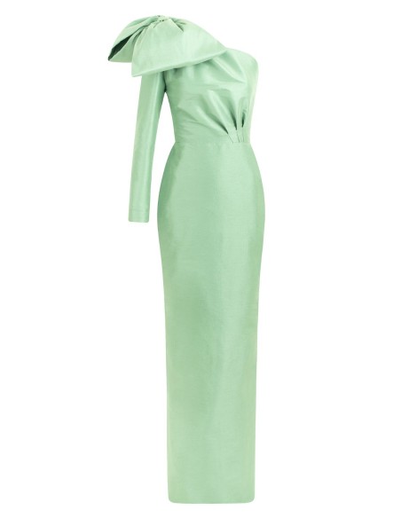 Vestido de fiesta largo escote asimétrico y lazada - Teresa Andrés Gonzalvo