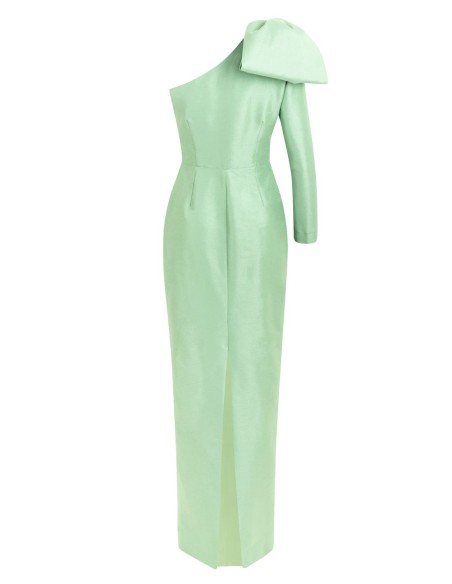 Vestido de fiesta largo escote asimétrico y lazada - Teresa Andrés Gonzalvo