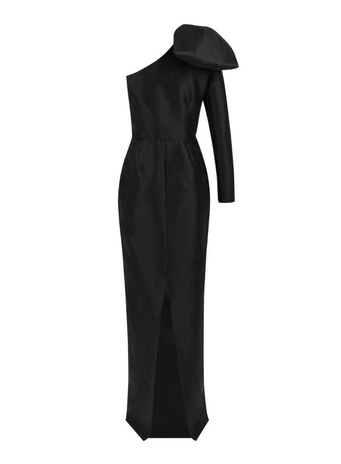 Vestido de fiesta largo escote asimétrico y...