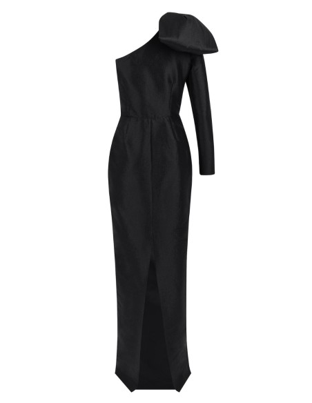 Long party dress with asymmetric neckline and lace - Teresa Andrés Gonzalvo