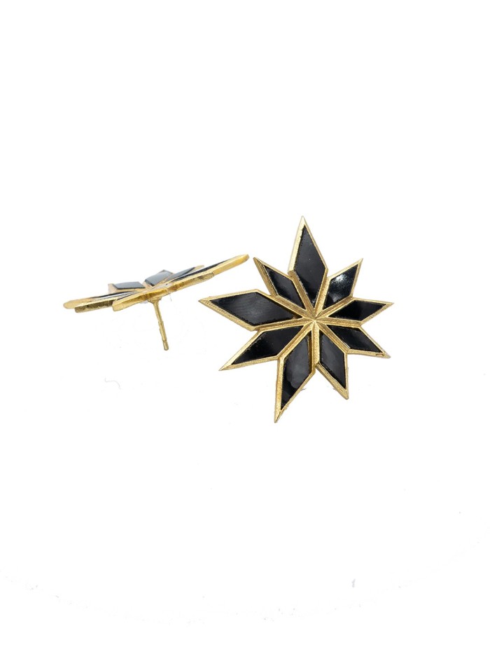 Star shaped party earrings with black onyx stone