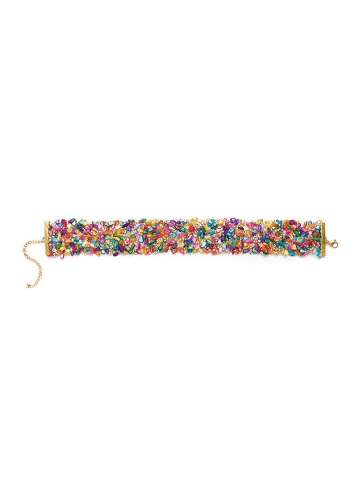 Tour de cou en strass multicolore