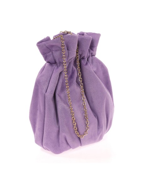 Bolso bombonera efecto ante con cadena lila Bolso bombonera efecto ante con cadena lila