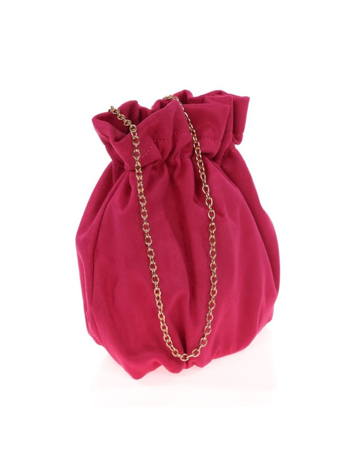 Suede effect bowler bag with chain