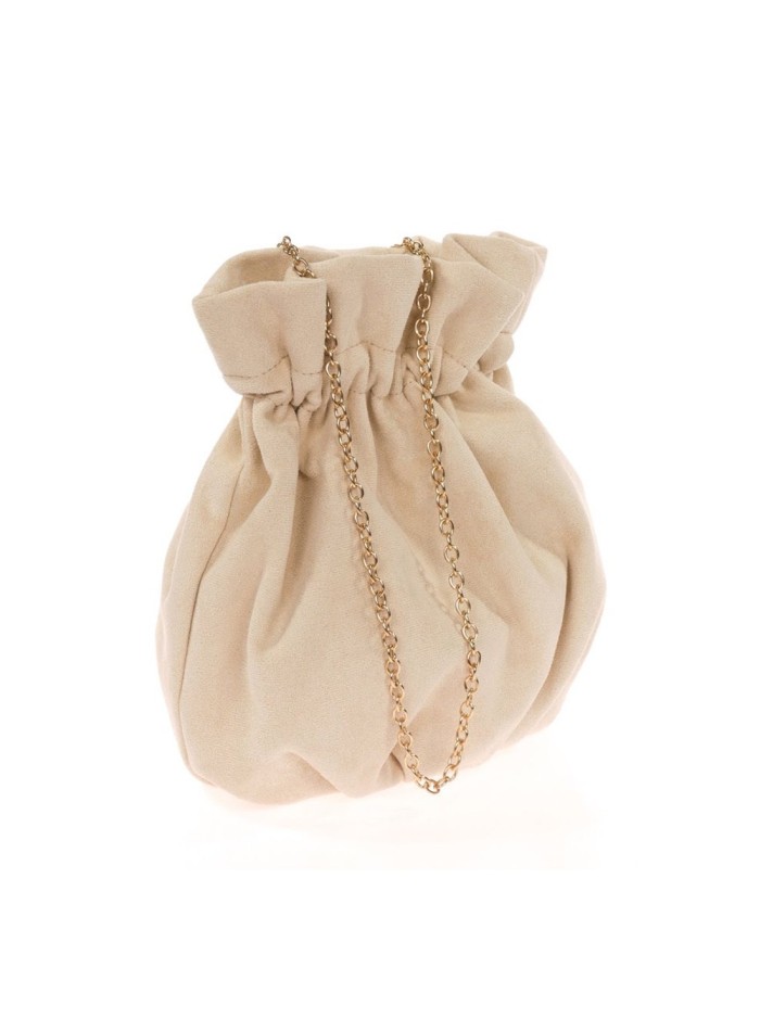 Suede effect bowler bag with chain