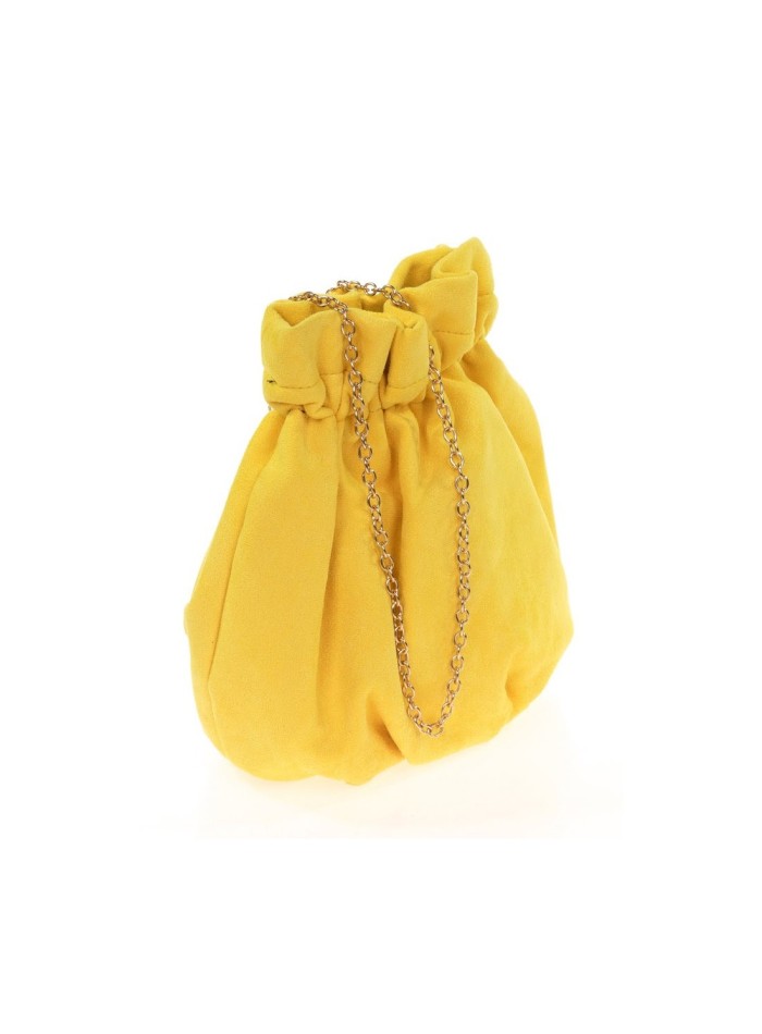 Suede effect bowler bag with chain