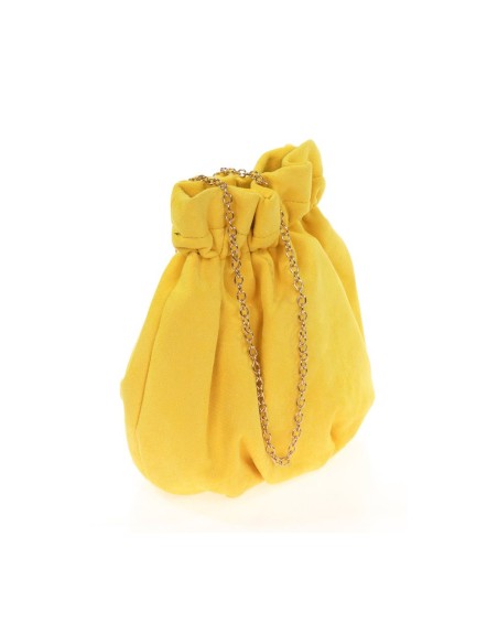 Suede effect bowler bag with chain