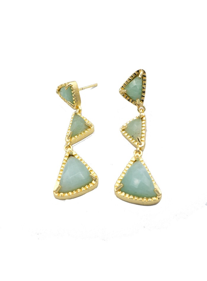 Long golden party earrings with amazonite natural stonemby Tiahra