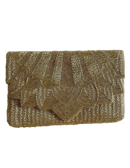 Cartera de mano dorada de pedrería para invitadas Cartera de mano dorada de pedrería para invitadas