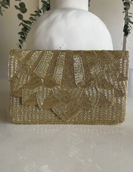 Gold rhinestone evening clutch for guests