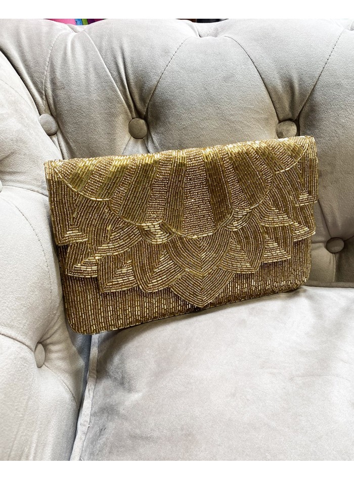 Gold rhinestone evening clutch for guests