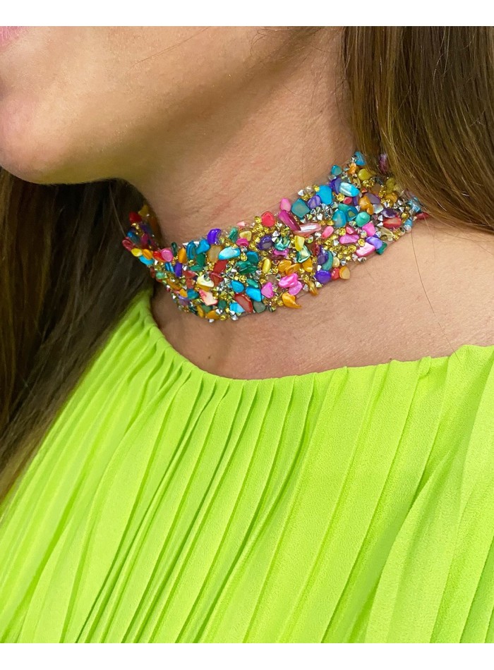 Rainbow rhinestone clearance choker