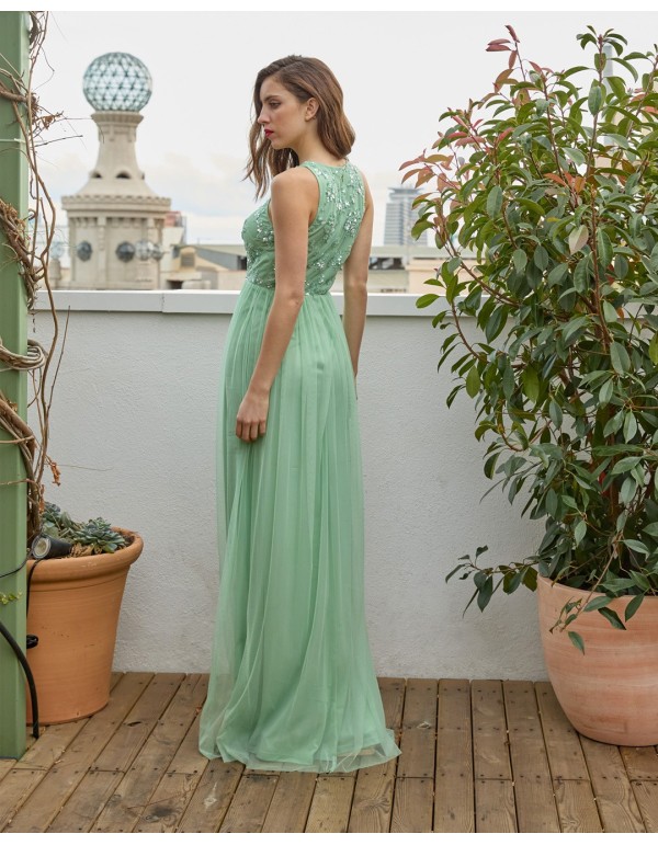 Long party dress with tulle skirt and rhinestones bodice 2