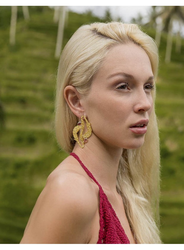 Boucles d'oreilles en forme d'algues avec des...