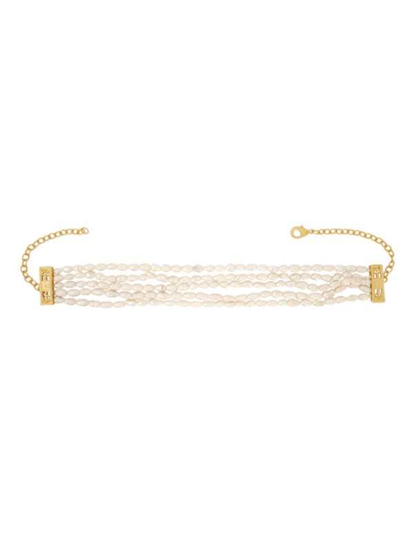 Choker quíntuple ovalado de perlas