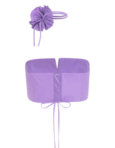 Strapless party top with flower detail