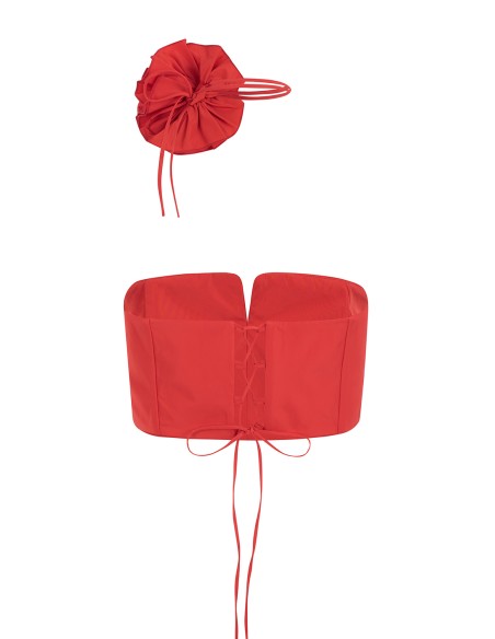 Strapless party top with flower detail