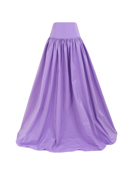 Long party skirt with high waist and ruffles lilac