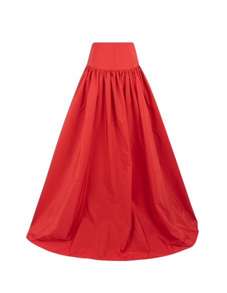 Falda larga de fiesta con cintura marcada y fruncidos rojo Falda larga de fiesta con cintura marcada y fruncidos rojo