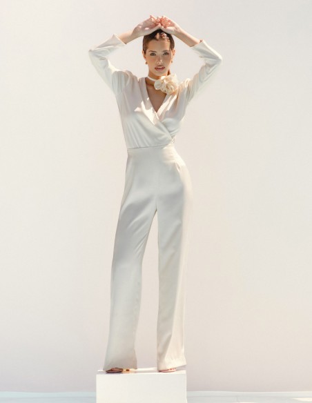 Pantalón de fiesta satinado con cintura alta Pantalón de fiesta satinado con cintura alta