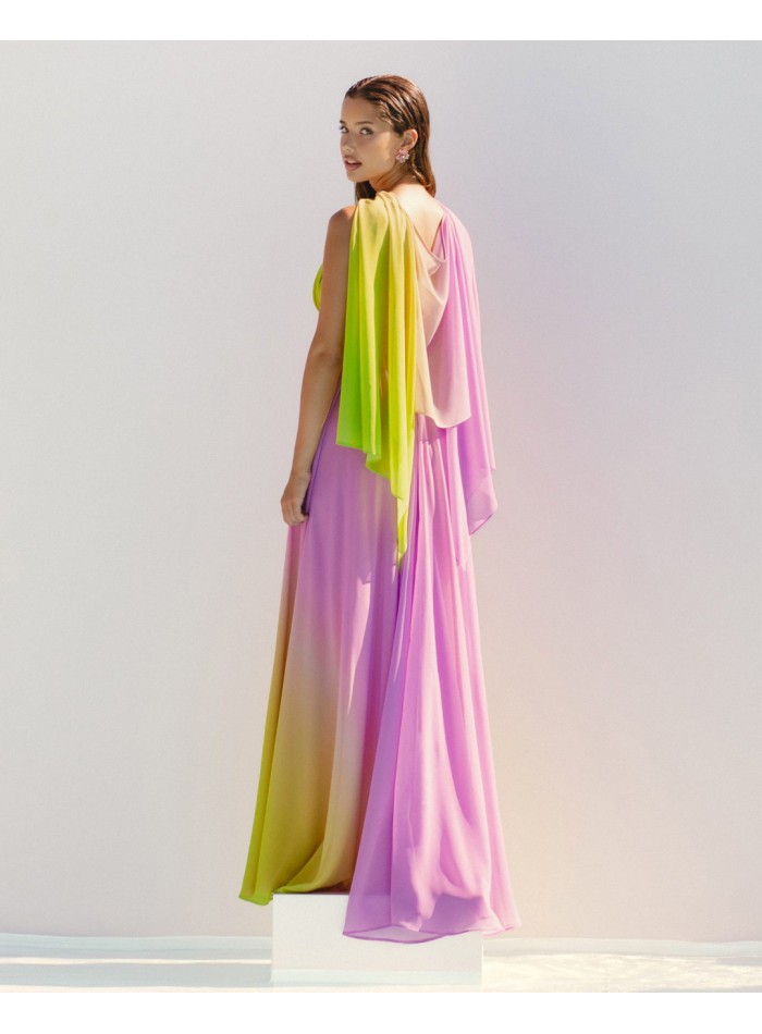 Robe longue fluide et dégradée avec détail de cape