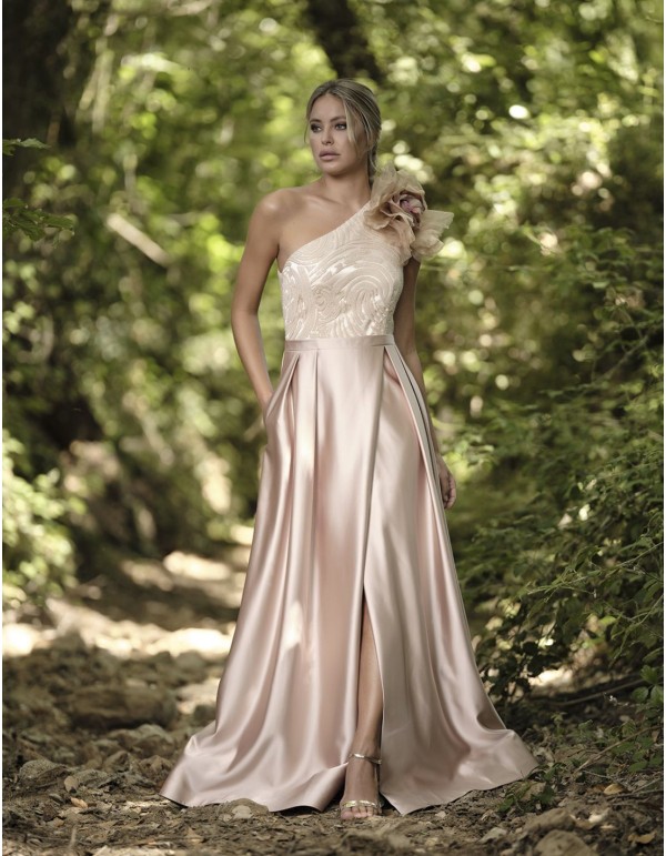 Robe de soirée longue avec corsage à paillettes et jupe...