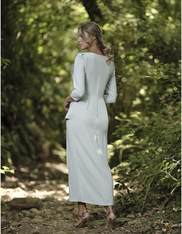 Midi cocktail dress with ruffle and opening 2