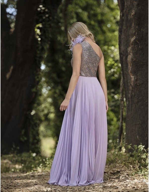 Pleated party dress with sequin bodice 2