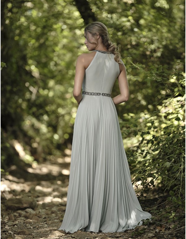 Vestido de fiesta largo plisado con pedrería 2