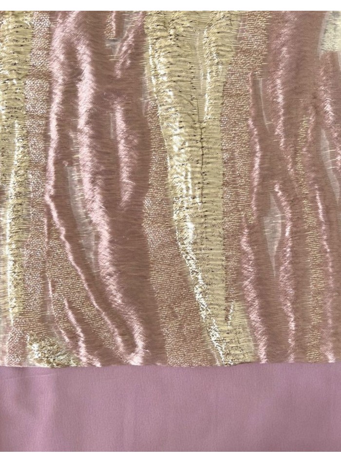 Gold and pink embroidered long party dress