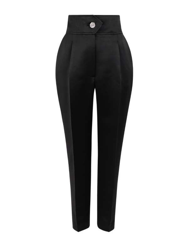 Pantalon à taille large et à plis avec ceinture large